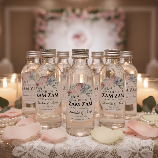 Adesivo Redondo zamzam water nikah mulim casamento favorito floral (Criador carregado)