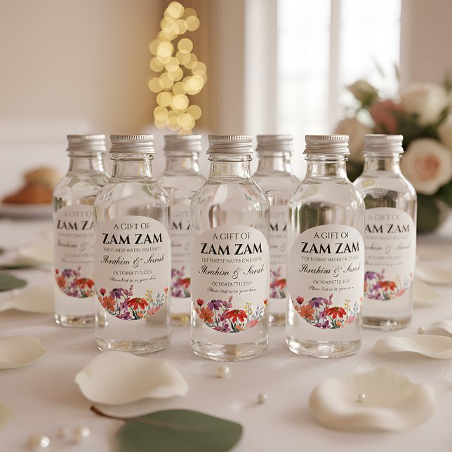 Adesivo Redondo zamzam water nikah mulim casamento favorito floral (Criador carregado)