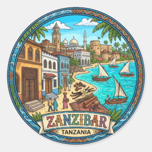 Adesivo Redondo Zanzibar Tanzânia