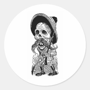 Adesivo Redondo Zapatista Calavera. c. 1900's adiantado. México