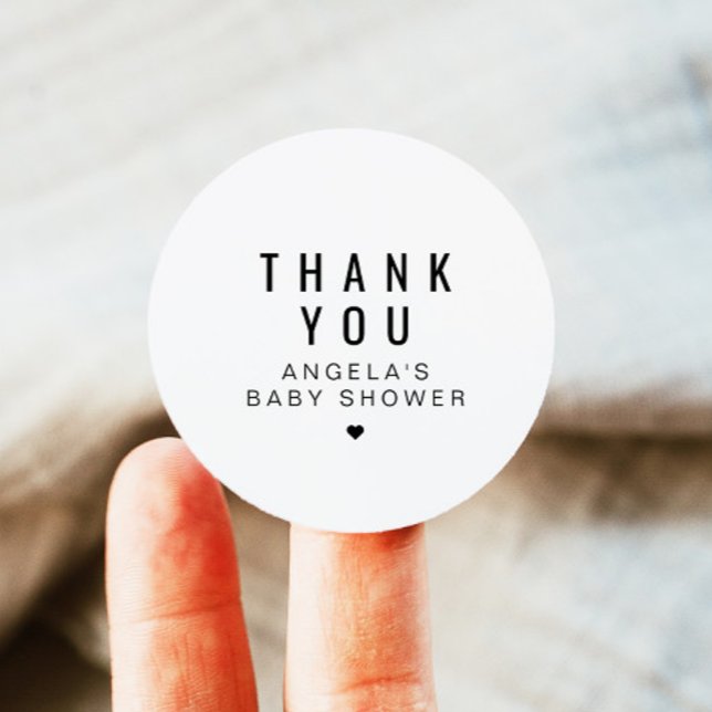 Adesivo Redondo ZARA Simples Favor Moderno do Chá de fraldas Minim (Criador carregado)