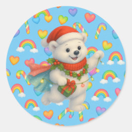 Adesivo Redondo Zarah the Dancing Polar Bear Holiday Sticker