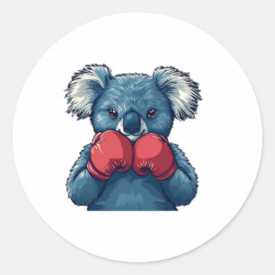 Adesivo Redondo Zarque Koala Diversão Para Um Campeão E Boxing Lo