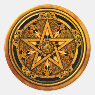 Adesivo Redondo Zazzle - pentacle-noback Dourado masculino