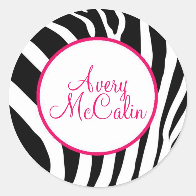 Adesivo Redondo Zebra a rosa - Personalizada (Frente)