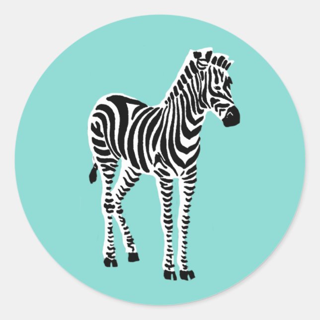 Adesivo Redondo Zebra Azul bonito (Frente)