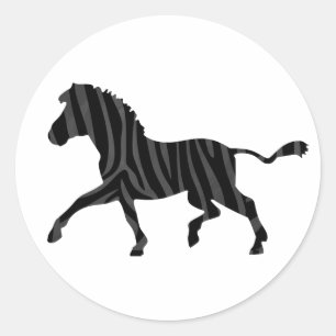 Adesivo Redondo Zebra Black e Cinza Silhouette Impressão