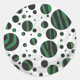 Adesivo Redondo Zebra Bolinhas Negra e Verde
