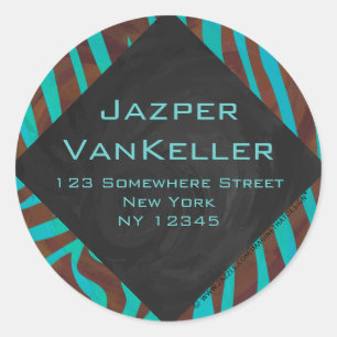 Adesivo Redondo Zebra Brown e Teal com Monograma