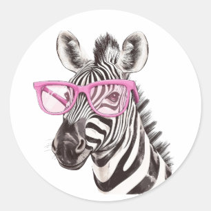 Adesivo Redondo Zebra com Vidro Rosa