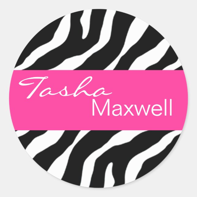 Adesivo Redondo Zebra Damask Fabuloso Vinheta do Partido (Frente)