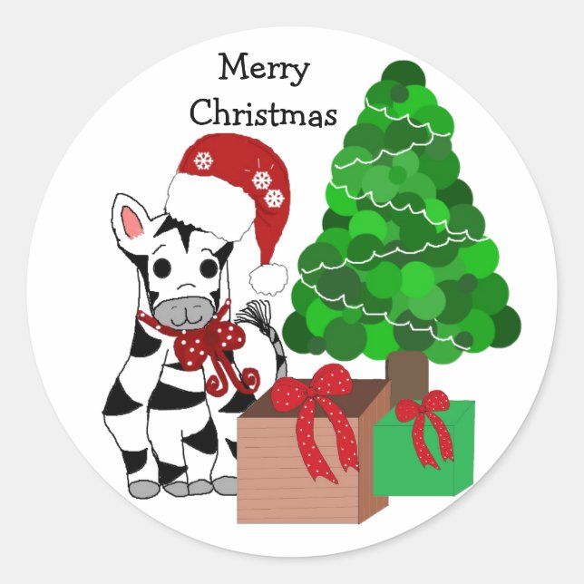 Adesivo Redondo Zebra de Natal (Frente)