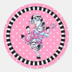 Adesivo Redondo Zebra e Bolinhas para Sticker/Dança