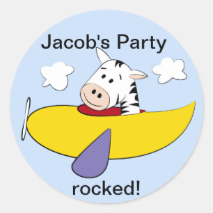 Adesivo Redondo Zebra em Crianças Coloridas de Aviões