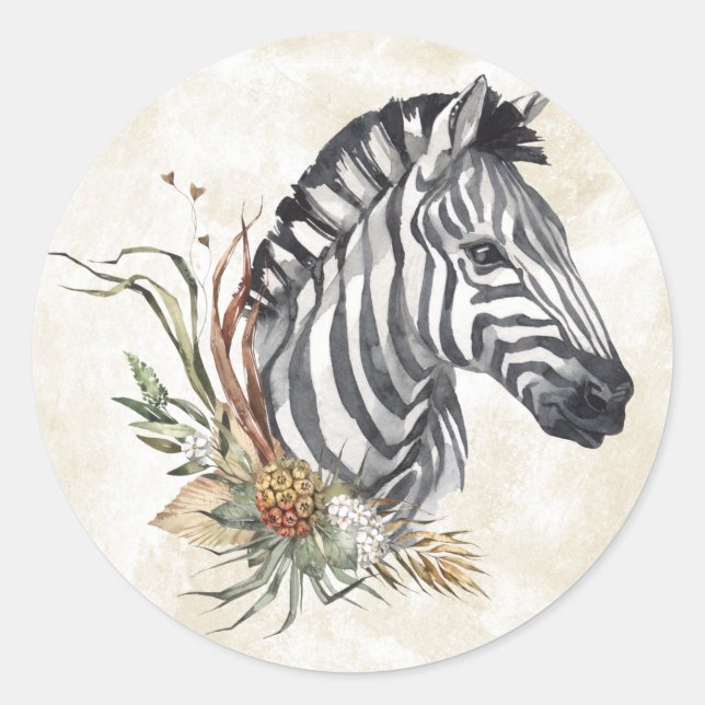 Adesivo Redondo Zebra Floral Sticker (Frente)
