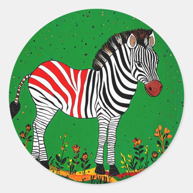 Adesivo Redondo Zebra fofa para Amantes de Animais & Presente Dive (Frente)