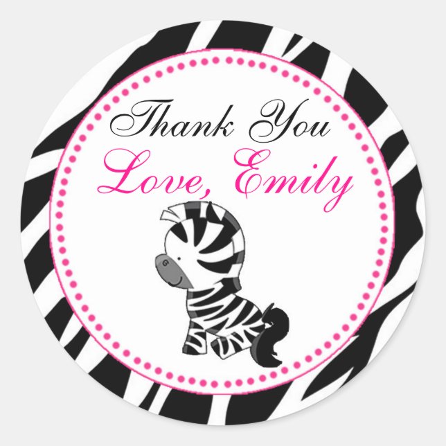 Adesivo Redondo Zebra Gift Rótulo de Favor Selva Safari (Frente)
