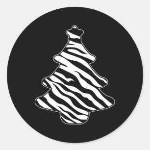 Adesivo Redondo Zebra Imprime Árvore de Natal Pajama Xmas Amor Ani