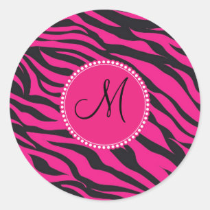 Adesivo Redondo Zebra inicial Monogrammed feita sob encomenda do