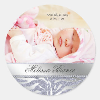Adesivo Redondo Zebra Jewelry Baby Girl Sticker Silver