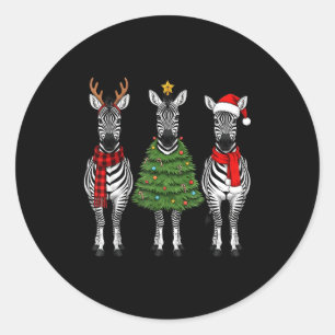 Adesivo Redondo Zebra Natal Retro Papai Noel Rena Safari Animal