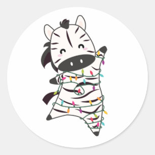 Adesivo Redondo Zebra natalícia Luz Fada Bela Animais Para Criança