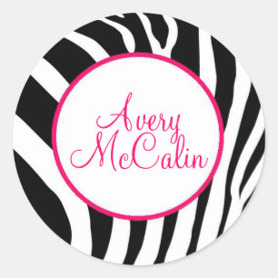 Adesivo Redondo Zebra no rosa - personalizado
