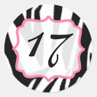 Zebra Print and Pink Birthday Sticker