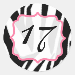 Adesivo Redondo Zebra Print and Pink Birthday Sticker