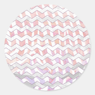 Adesivo Redondo Zebra Rosa e Branco - Chevron