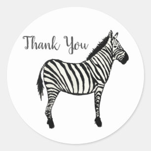 Adesivo Redondo Zebra Safari - Obrigado, Stickers