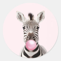 Zebra soprando pastilha elástica rosa reproduzindo
