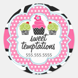 Adesivo Redondo Zebra Stripes Cupcake Bakery Business