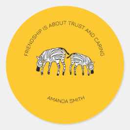 Adesivo Redondo Zebras Quenianas Inspiradoras, Bonitas e Felizes