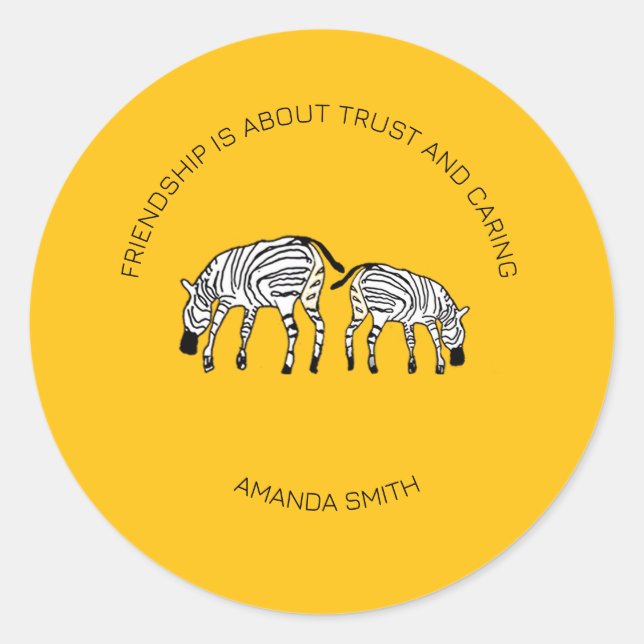 Adesivo Redondo Zebras Quenianas Inspiradoras, Bonitas e Felizes (Frente)