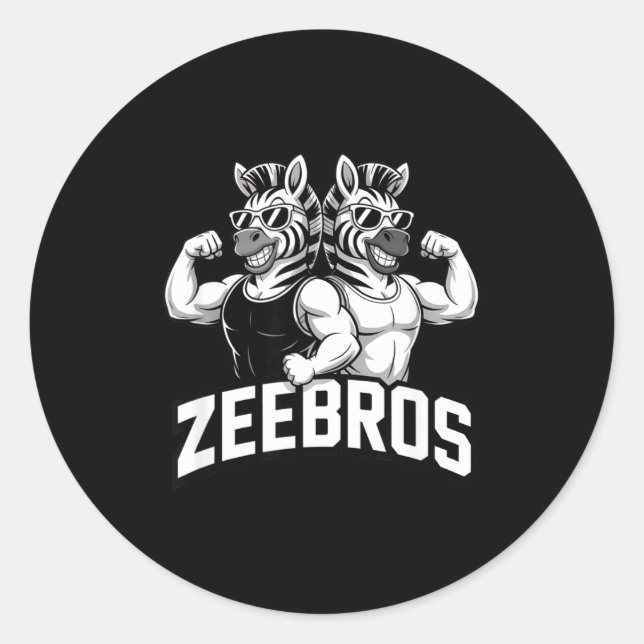 Adesivo Redondo Zeebros Cute Zebra Duo Design For Zebros Lovers  (Frente)