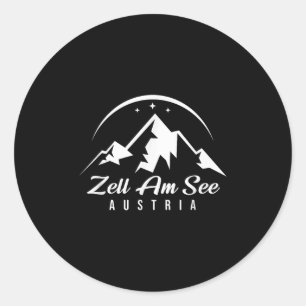 Adesivo Redondo Zell Am See Áustria Estância de Esqui Esqui Snowbo