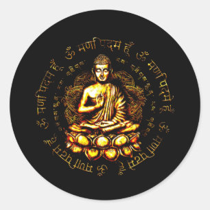 Adesivo Redondo Zen Buda Yoga Atenção Plena Paz