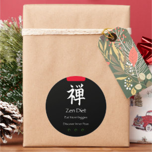 Adesivo Redondo Zen Diet Come Mais Vegggens Preto BG