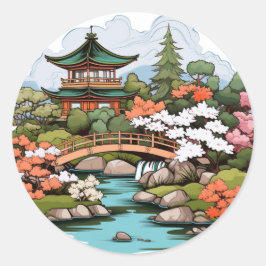 Adesivo Redondo Zen Garden Landscape Sticker
