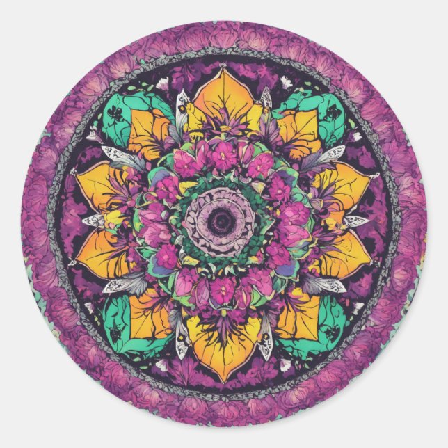 Adesivo Redondo Zen Harmony Mandala Sticker (Frente)