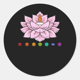 Adesivo Redondo Zen Lotus Flower Chakras Alinhou Yoga Lo