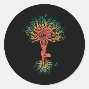 Adesivo Redondo Zen Meditação Yoga Life Tree Omm Gift