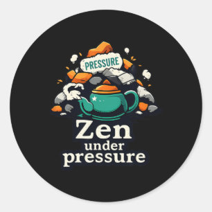 Adesivo Redondo Zen Sob Pressão Bule de Chá Vibes Legais Saúde Men
