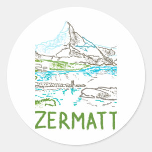 Adesivo Redondo Zermatt Suíça Lembrança Presente Para Turistas Sti