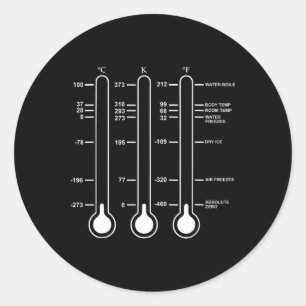 Adesivo Redondo Zero Absoluto de Temperatura Ciência Celsius Kelvi
