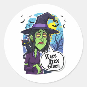 Adesivo Redondo Zero Hex Dando Engraçada Bruxa de Halloween Teto