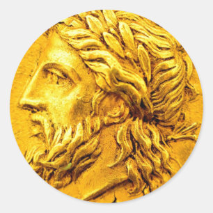 Adesivo Redondo Zeus Dourado Coin Rewards Sticker