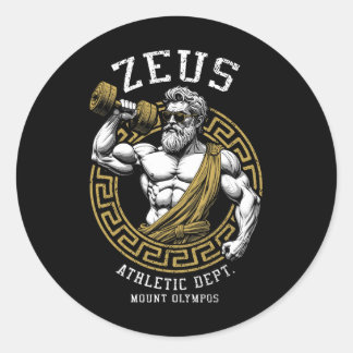 Adesivo Redondo Zeus Gym Departamento Atletico Engraçado Grego Deu