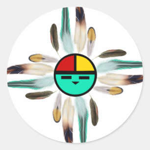 Adesivo Redondo Zia Sun Deus com Penas